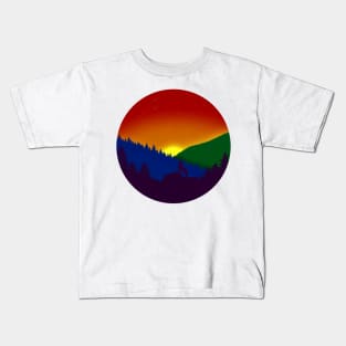 Desaturated Subtle Gay Pride Flag Landscape Kids T-Shirt